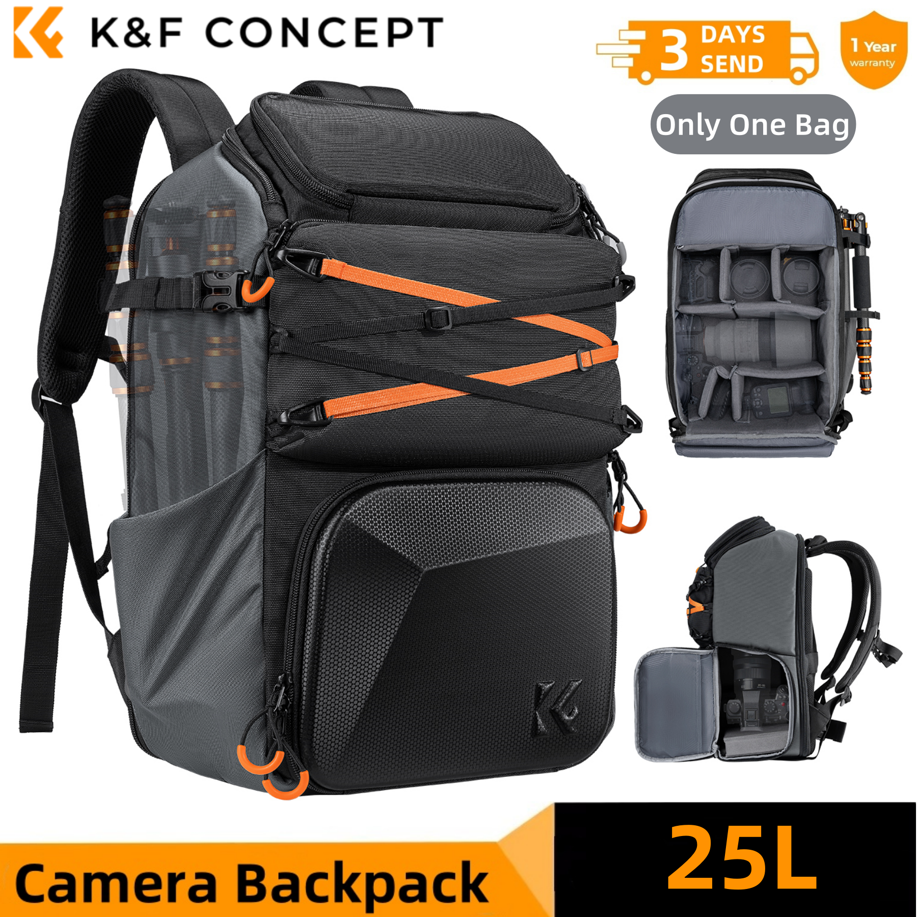 K&F CONCEPT 25L Outdoor Camera - Laptop Accessories Travel Case incelemesi ve fiyatı