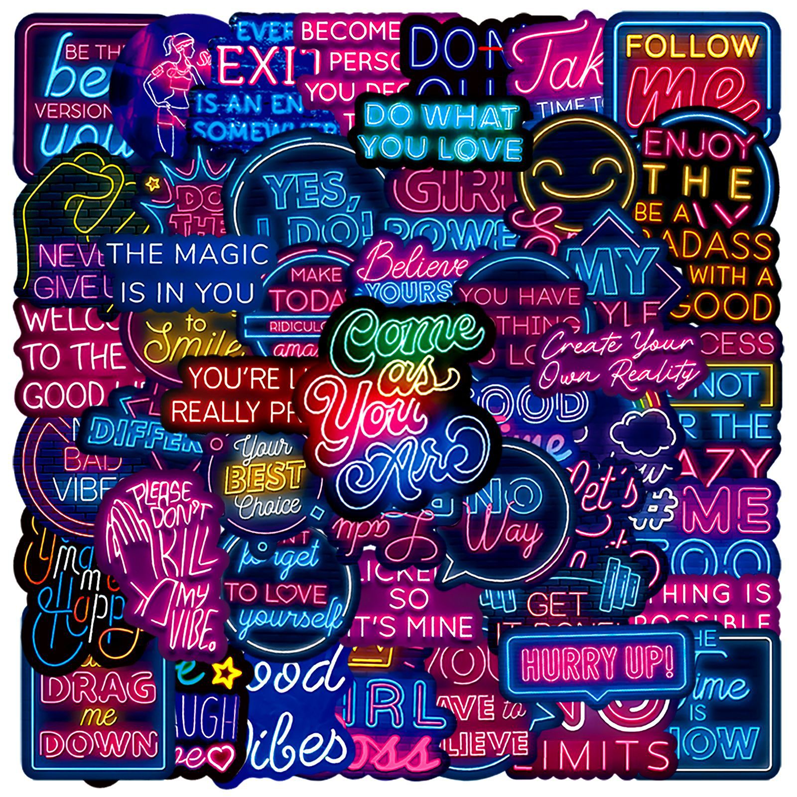 50pcs Neon Inspirational Text  - Laptop Accessories Cool incelemesi ve fiyatı