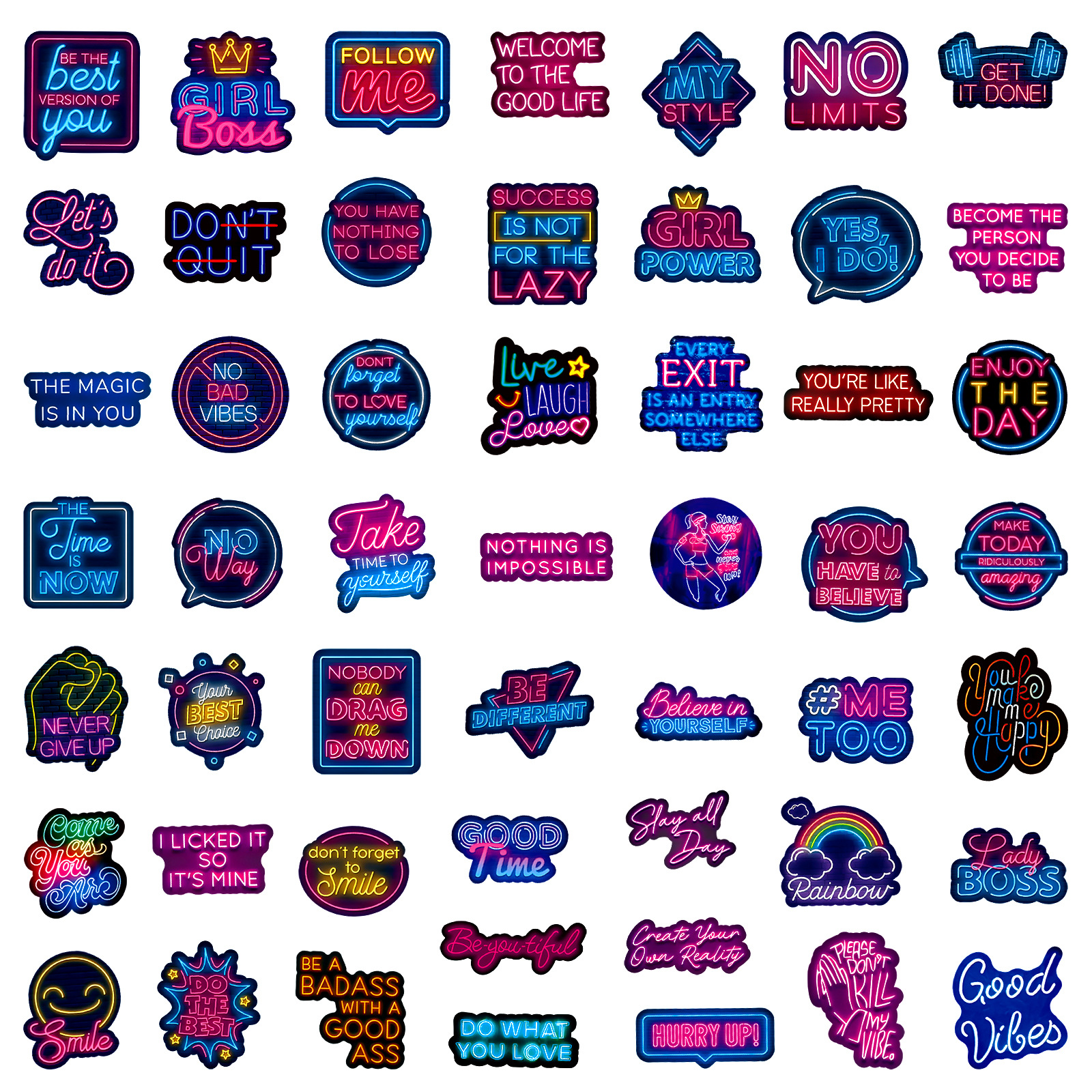 50pcs Neon Inspirational Text  - Laptop Accessories Cool incelemesi ve fiyatı